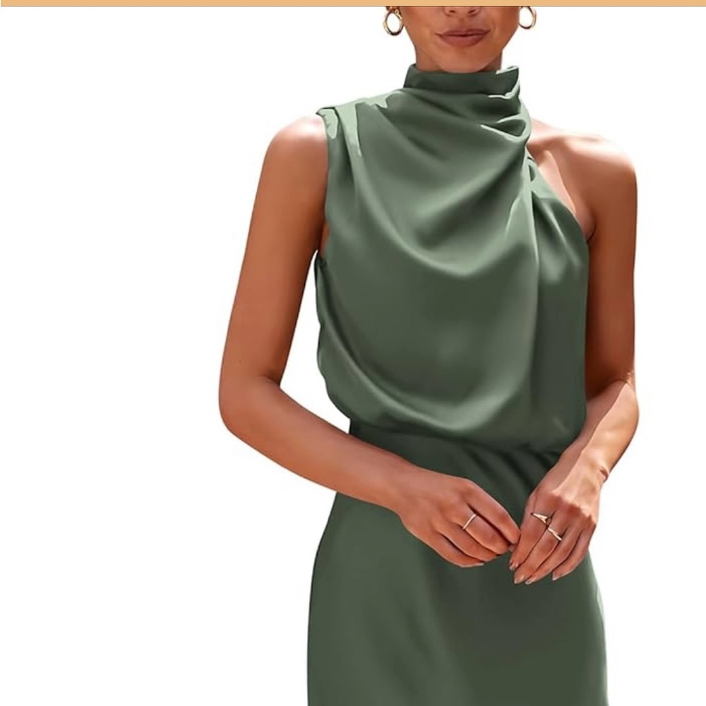 Elegant Green One-Shoulder Dress